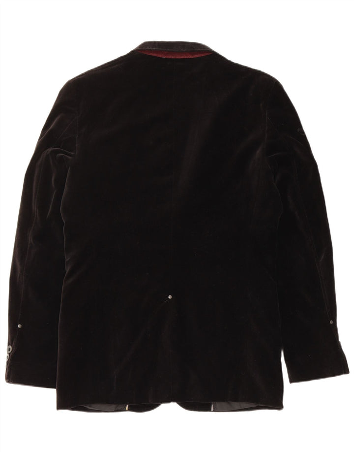 JACK & JONES Chaqueta tipo blazer de terciopelo con 2 botones para hombre UK 36 Small Black Cotton