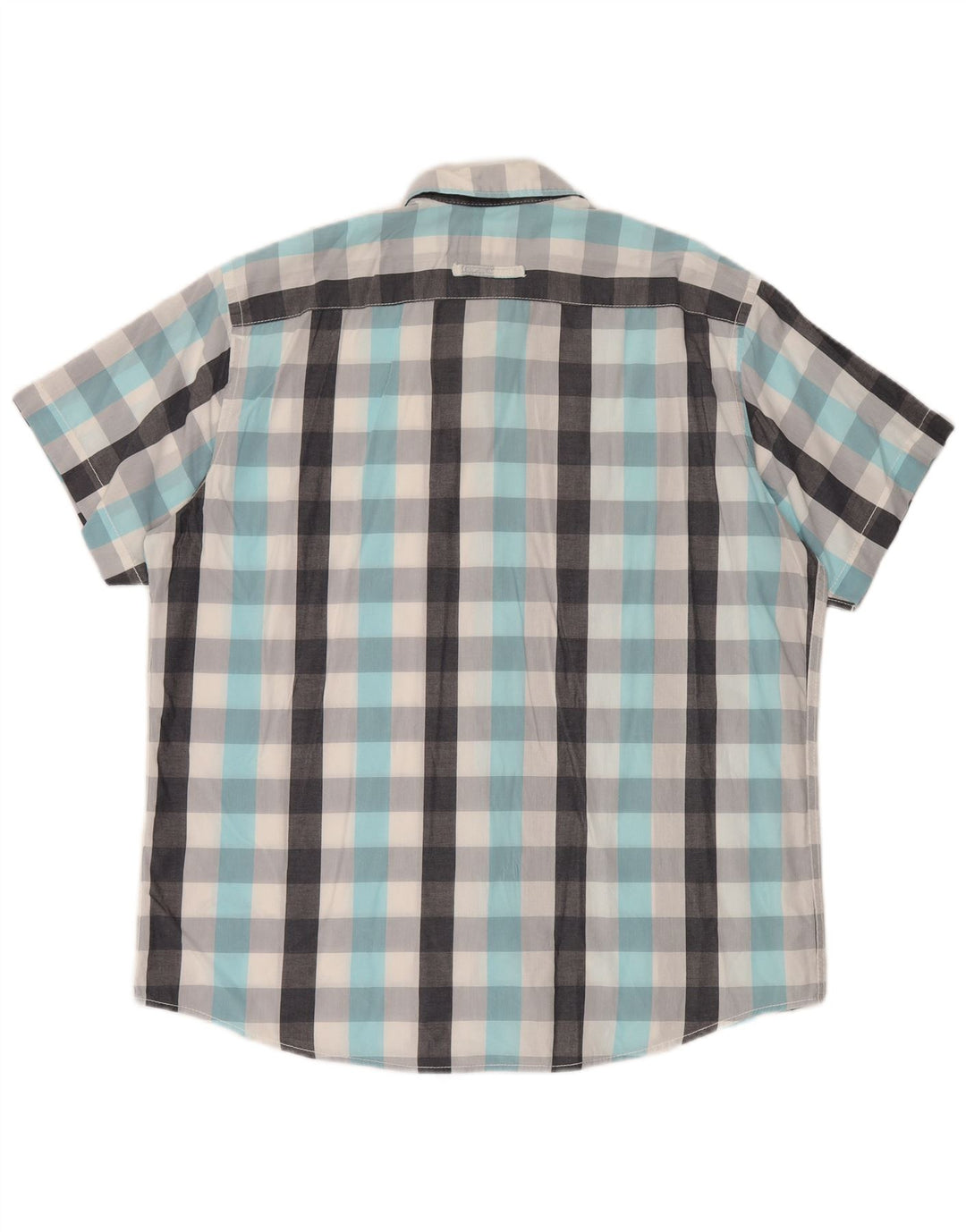 Camel Active - Camisa de manga corta para hombre, ajuste moderno, XL, algodón a cuadros azul
