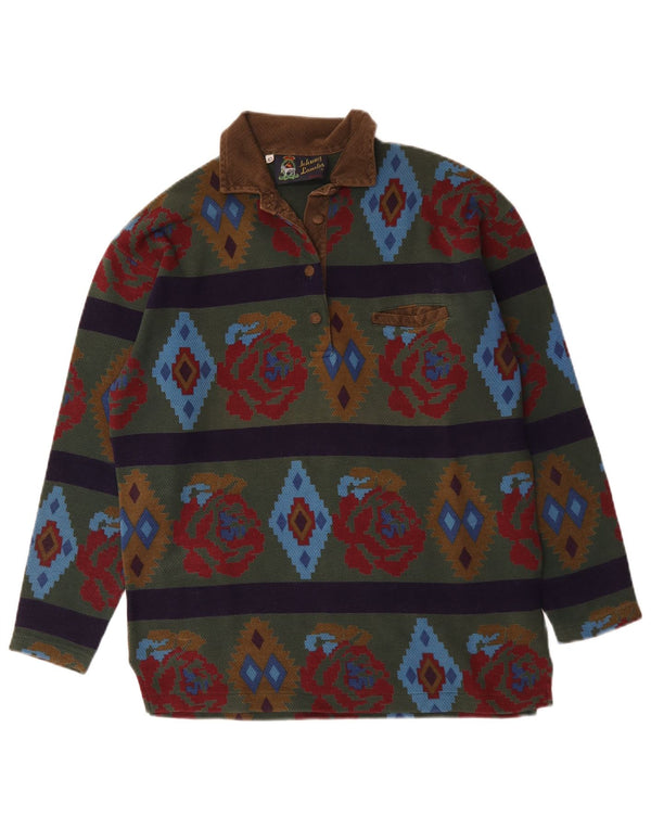 Johnny Lambs Polo de rugby largo para mujer IT 42 Medium Green Aztec