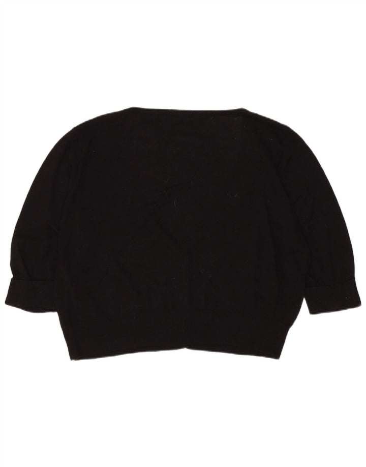 MARKS & SPENCER Suéter tipo cárdigan corto de manga 3/4 para mujer UK 40 XL Negro