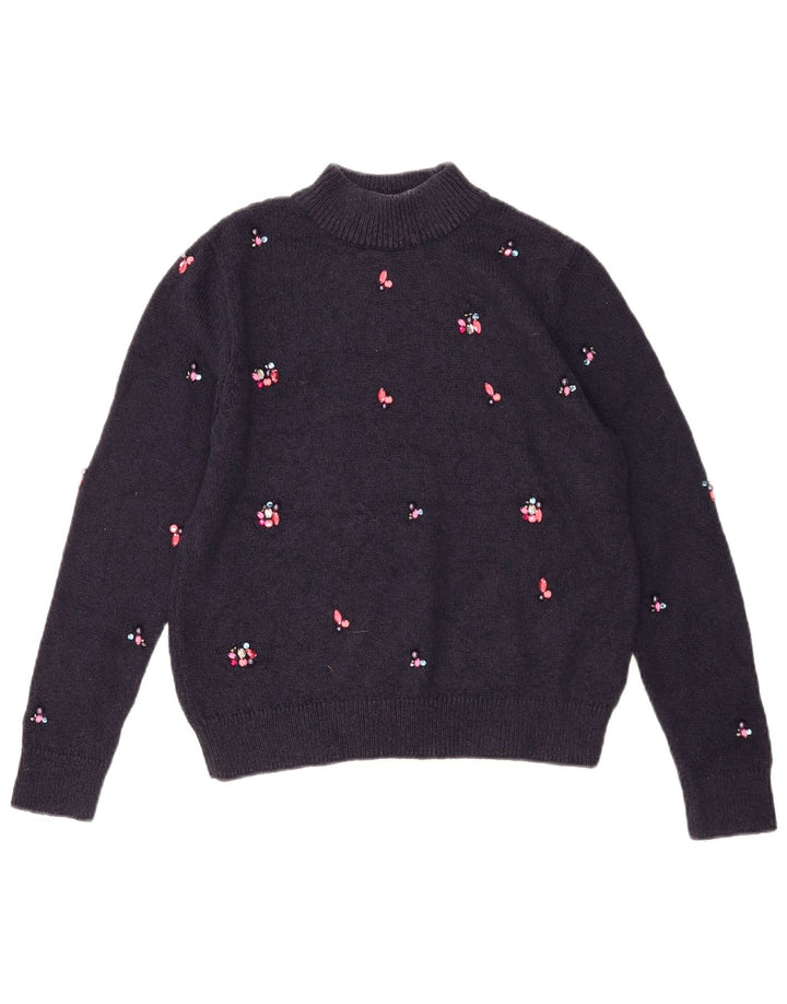 Marks & Spencer Jersey con Cuello Alto para Mujer UK 10 Small Azul Marino