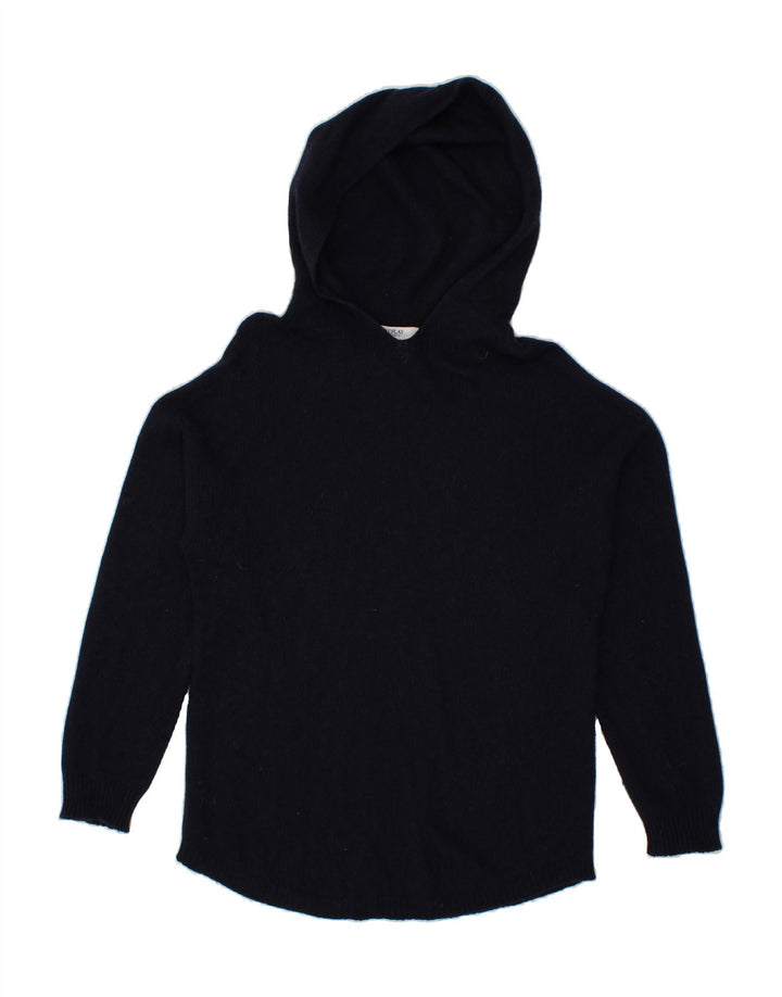 REPLAY Womens Hooded Jumper Sweater UK 14 Medium Navy Blue Wool Vintage Replay and Second-Hand Replay from Messina Hembry 