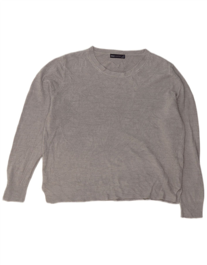 Marks & Spencer Jersey con Cuello Barco para Mujer UK 20 2XL Gris Acrílico