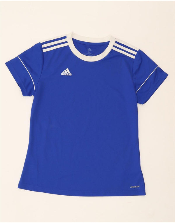 ADIDAS Mujer Aeroready Camiseta Top UK 12/14 Azul Medio Poliéster