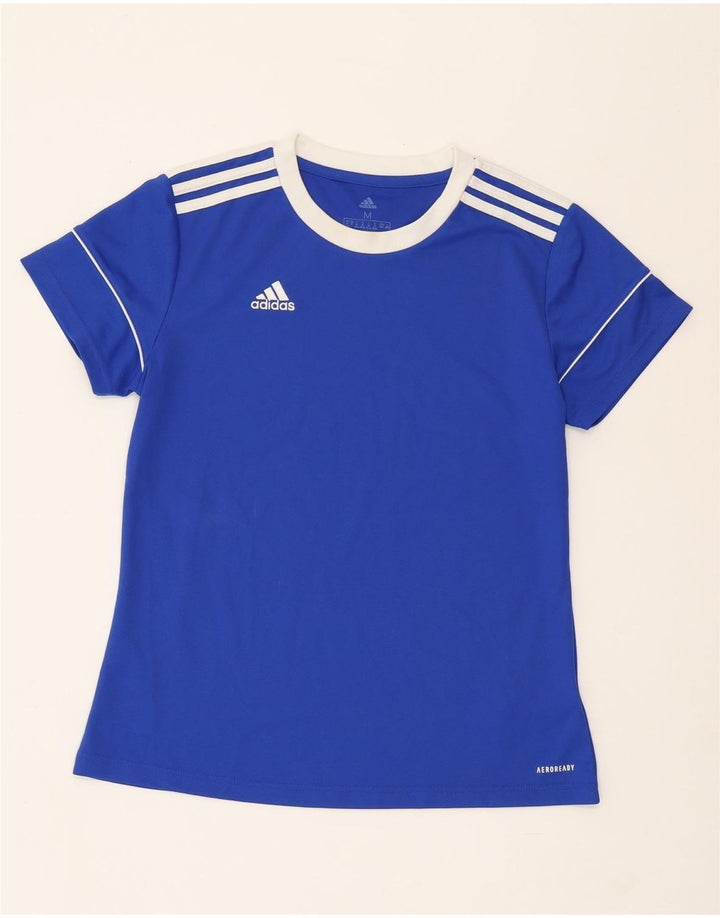 ADIDAS Mujer Aeroready Camiseta Top UK 12/14 Azul Medio Poliéster