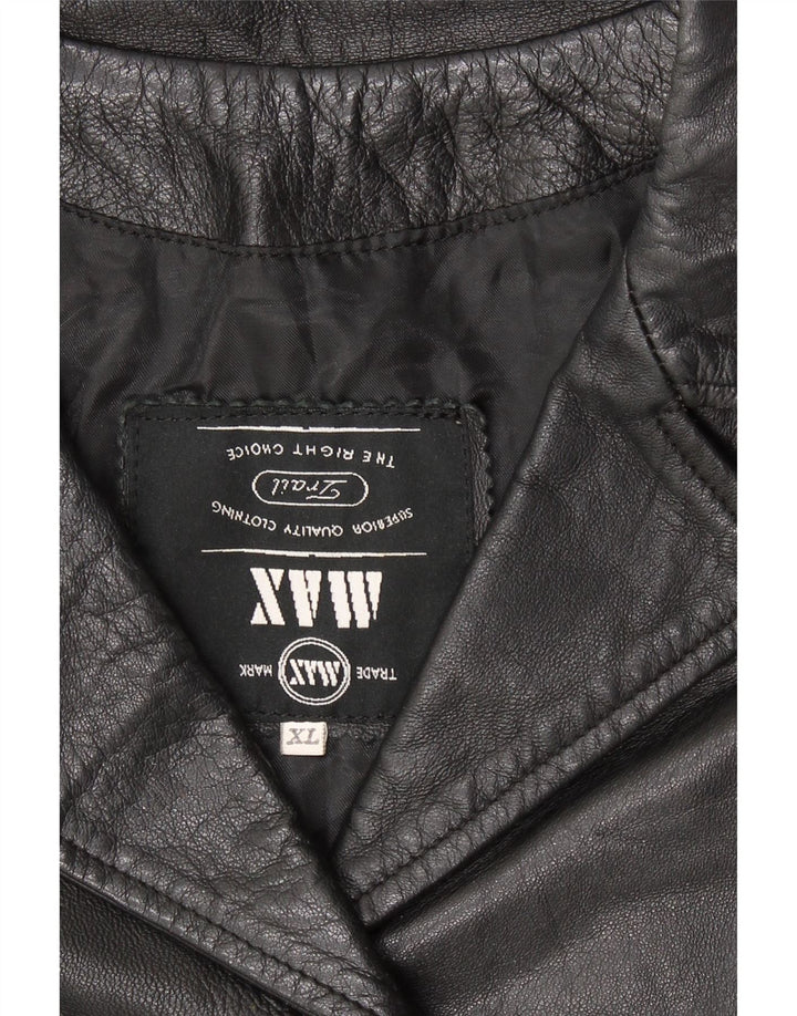 Vintage mujer chaqueta de cuero Reino Unido 18 XL cuero negro