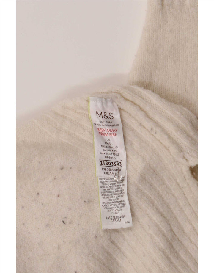 Marks & Spencer Suéter extragrande con cuello vuelto para mujer UK 10 Small White