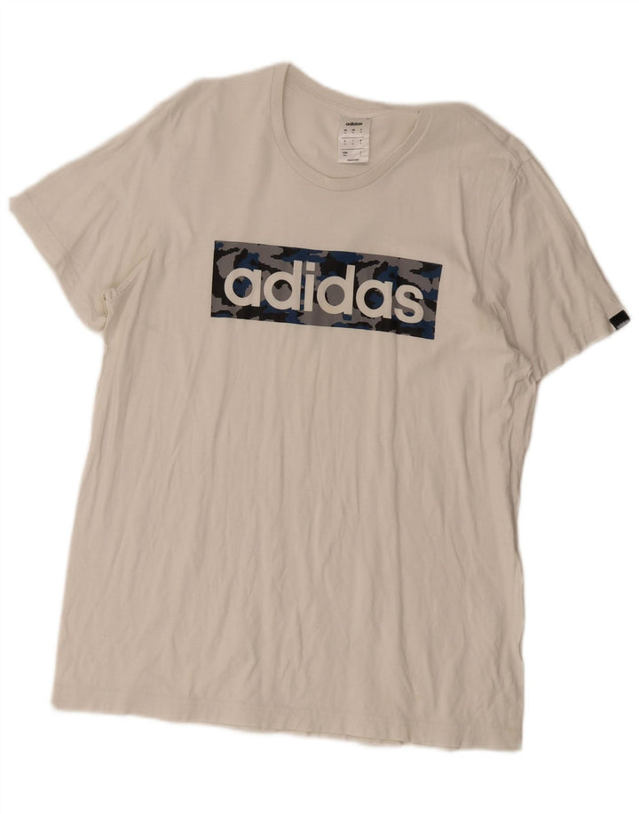 Adidas Hombre Camiseta Gráfica Top Mediano Blanco