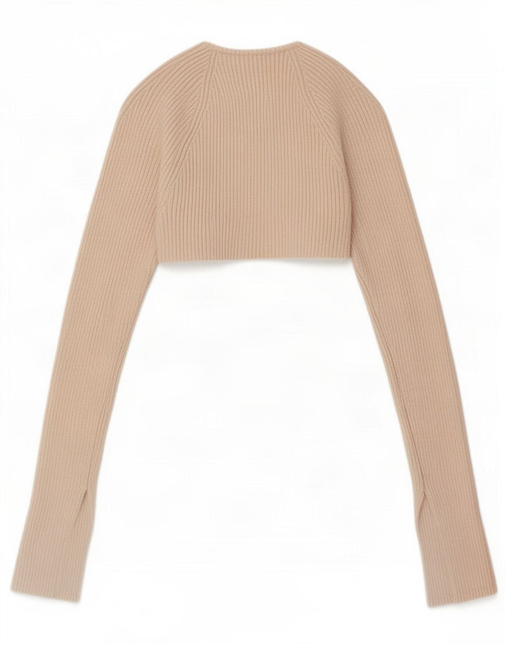 Zara Mujer Bolero Top UK 8 Small Viscosa Beige