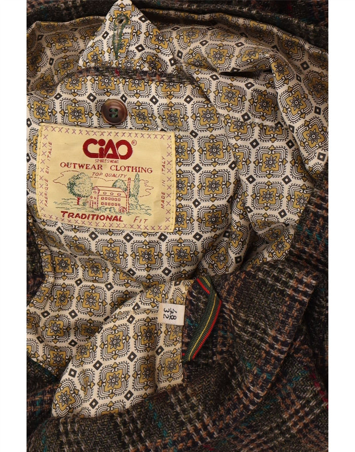 Cido Chaqueta tipo blazer de 2 botones de ajuste tradicional para hombre IT 48 Cuadros caqui medianos