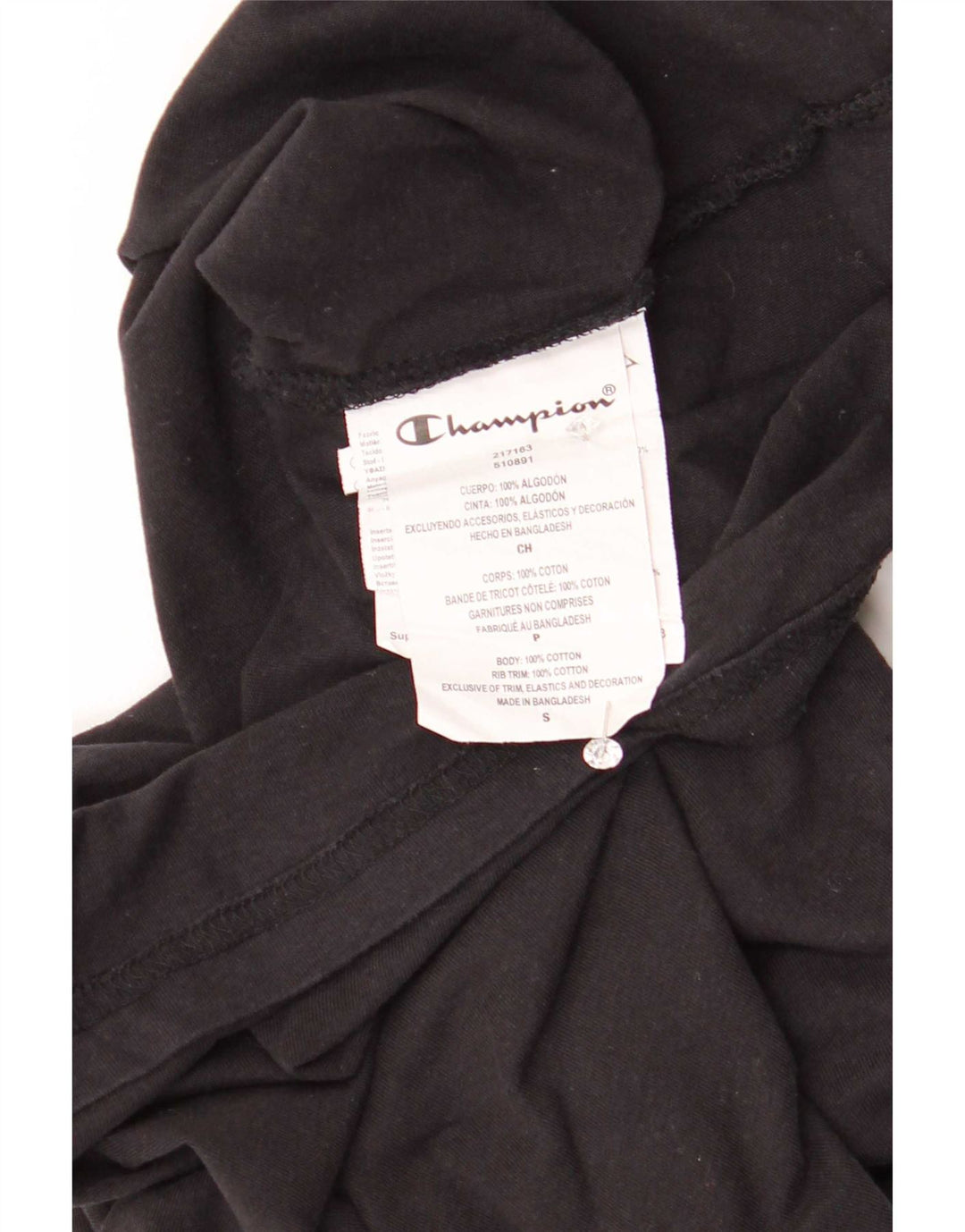 Champion Camiseta Hombre Top Small Algodón Negro