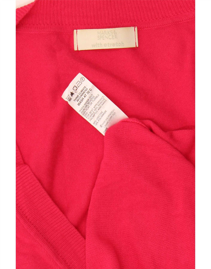 Marks & Spencer Suéter tipo cárdigan para mujer UK 8 Small Viscosa rosa