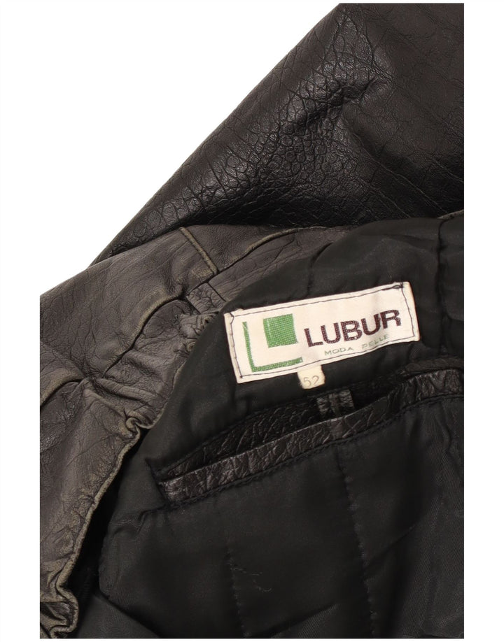 Chaqueta de cuero vintage para hombre IT 52 XL cuero negro