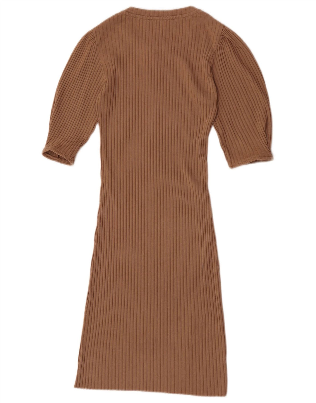 Zara Mujer Vestido Ajustado UK 8 Pequeño Poliéster Beige