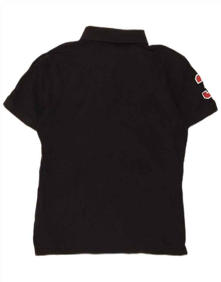 Polo gráfico para hombre de algodón negro pequeño