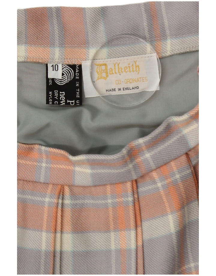 Vintage mujer cuchillo falda plisada Reino Unido 10 pequeño W26 multicolor nueva lana