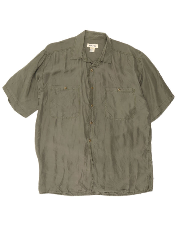 Bogari Hombre Camisa De Manga Corta Seda Caqui Mediana