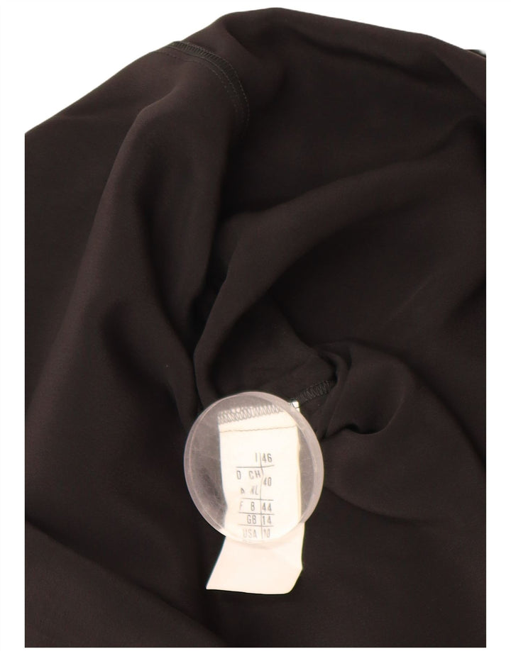 FERRE Blusa camisera para mujer UK 44 Acetato con bloques de color negro mediano