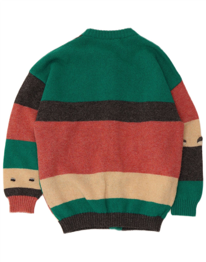 Vintage mujer Cardigan suéter Reino Unido 10 pequeño bloque de color multicolor