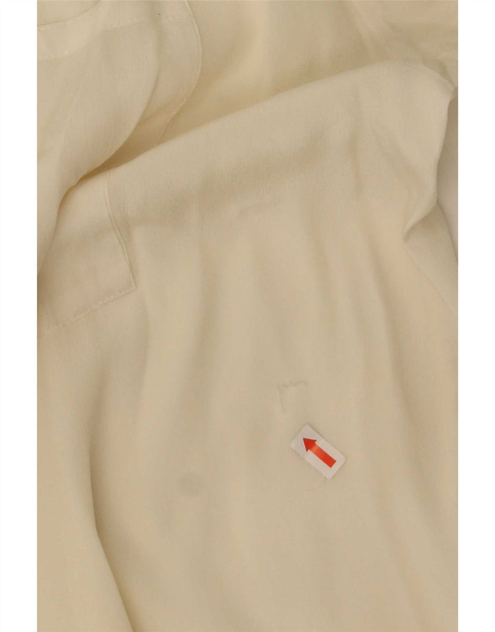 Vintage mujer camisa de gran tamaño blusa Reino Unido 20 2XL de seda blanca