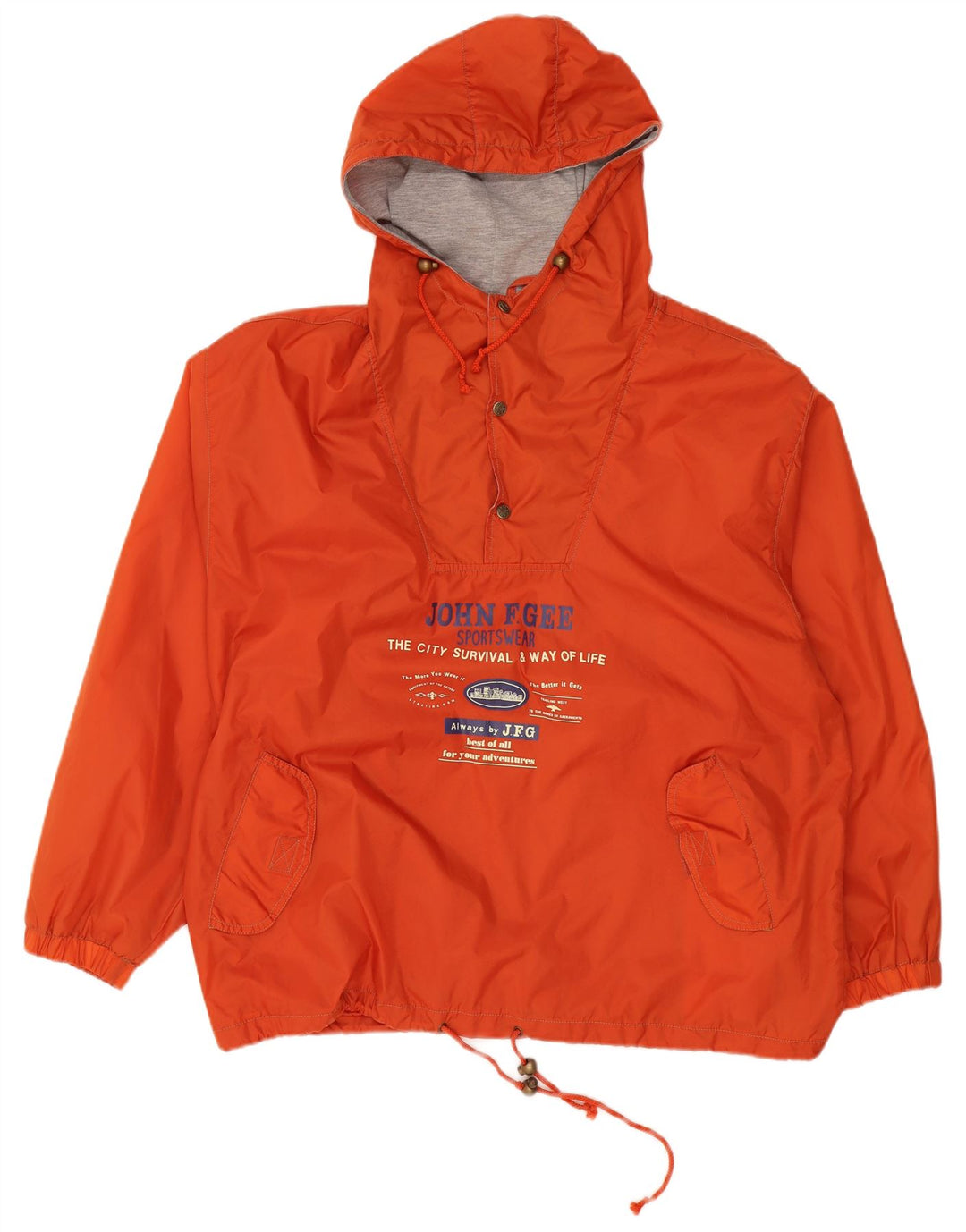 JOHN F GEE Chaqueta anorak con capucha y gráfico para hombre EU 56 3XL Poliamida naranja