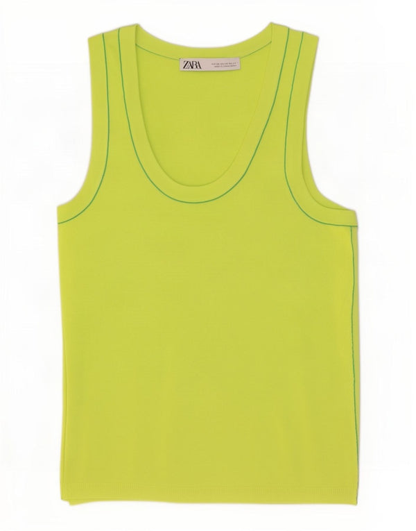 Zara Mujer Crop Vest Top UK 4 XS Verde Viscosa