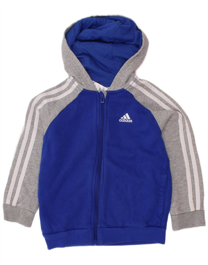 ADIDAS Sudadera con capucha y cremallera para niños 6-7 años Azul Colorblock Algodón