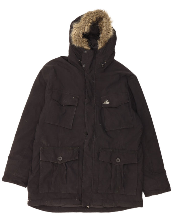 Adidas Abrigo acolchado con capucha para hombre UK 40 Large Nylon negro