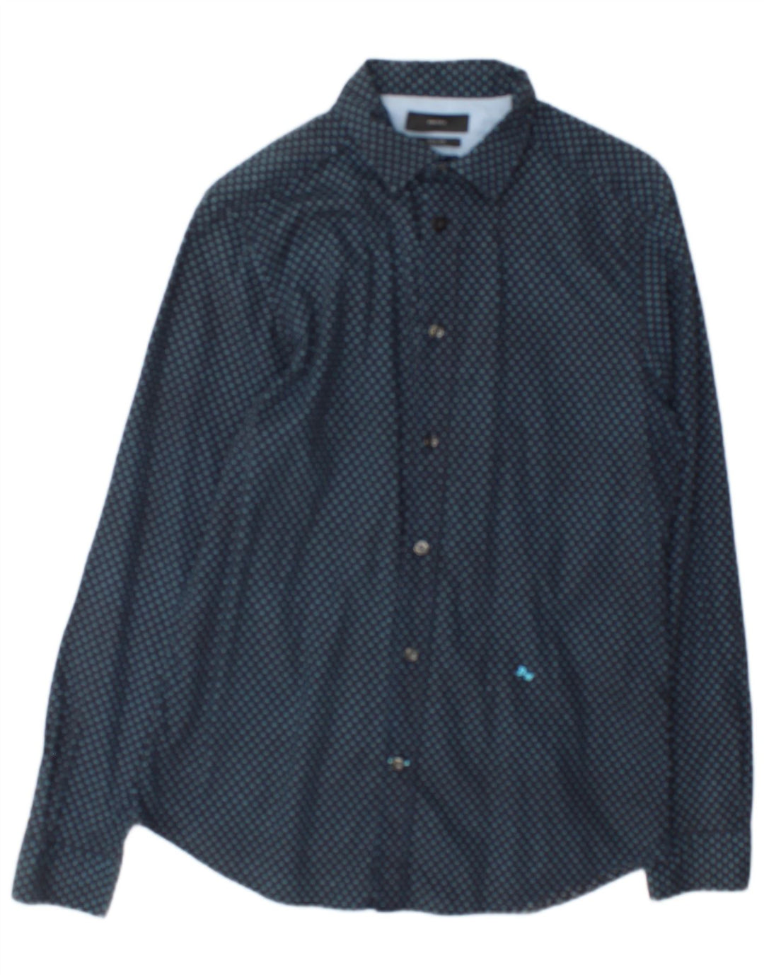 Diesel Hombre Camisa Slim Fit De Algodón Con Manchas Azul Marino Medio