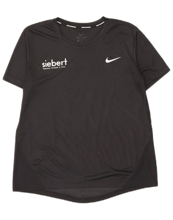 NIKE Womens Dri Fit Graphic T-Shirt Top UK 10 Small Black