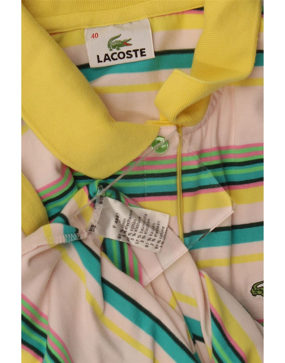Polo LACOSTE para mujer talla 40 mediano algodón a rayas multicolor