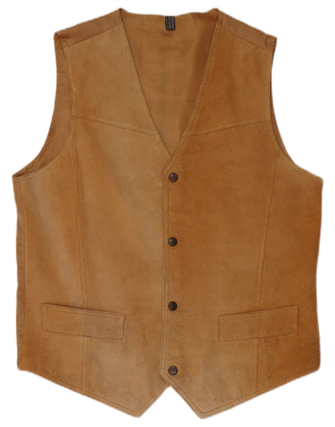 VINTAGE Chaleco de ante para hombre IT 44 XS Cuero marrón