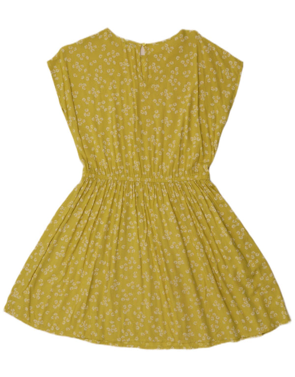 Benetton Vestido Acampanado para Mujer ES 44 Medio Amarillo Floral