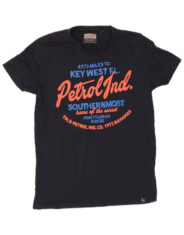 Petrol Industries Camiseta gráfica para hombre Top Algodón azul marino mediano