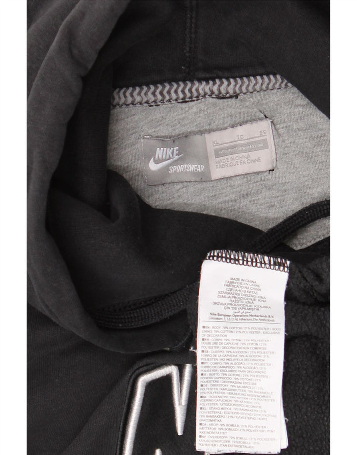 NIKE Jersey con capucha extragrande gráfico para mujer UK 40 XL Algodón negro
