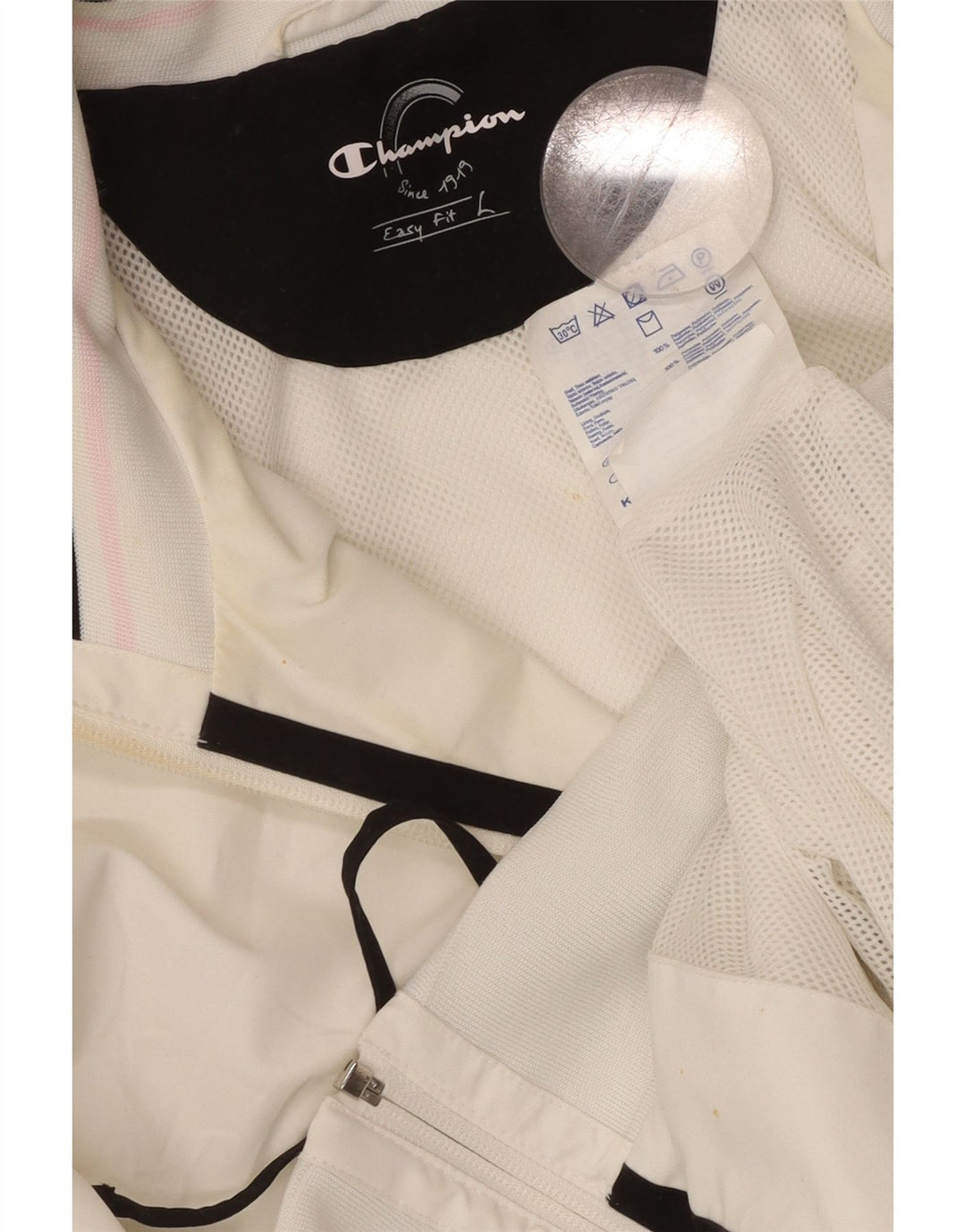CHAMPION Chaqueta superior de chándal de ajuste fácil para mujer UK 46 Poliéster blanco grande
