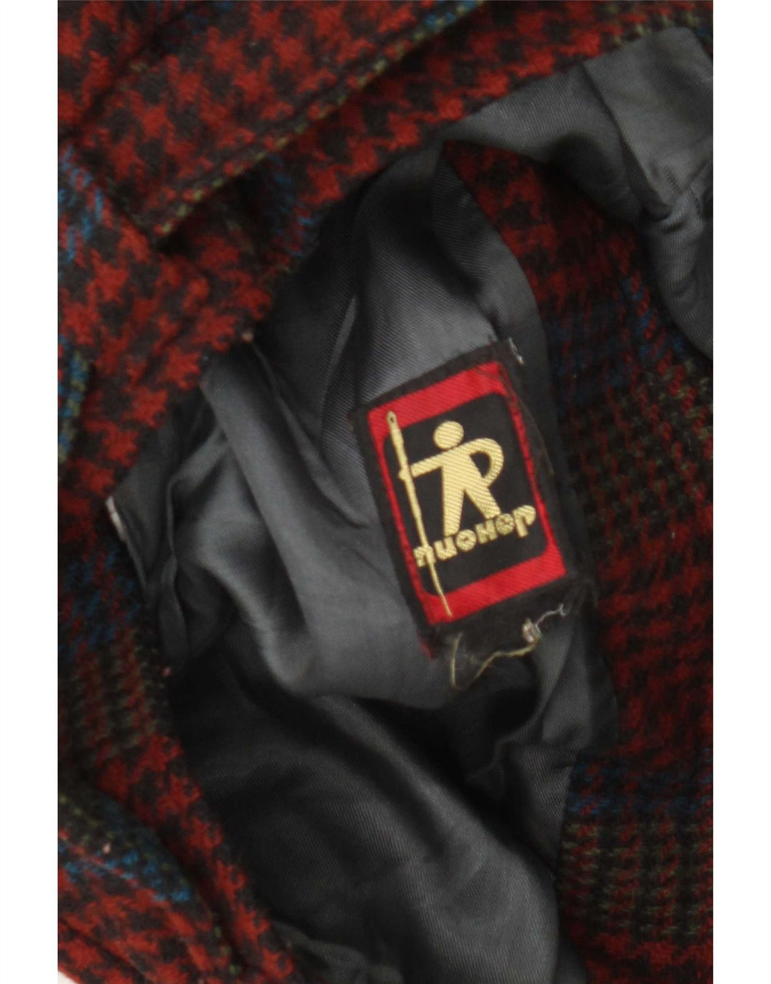 Vintage mujer bombardero chaqueta Reino Unido 10 pequeño rojo Houndstooth
