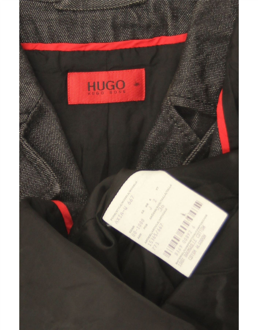 Hugo Boss Abrigo militar para mujer EU 36 Pequeño algodón gris