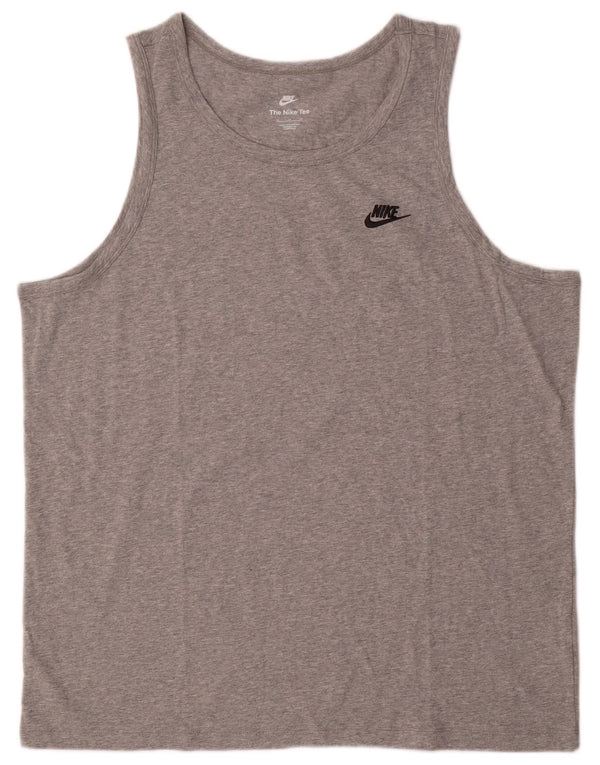 Nike - Camiseta sin mangas para hombre XL de algodón moteado gris