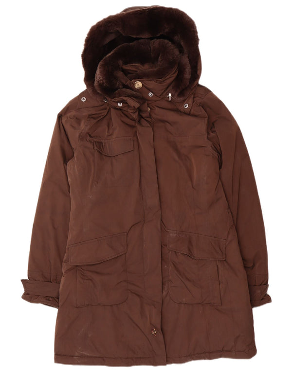 Woolrich Parka con capucha para mujer UK 44 Poliéster marrón medio