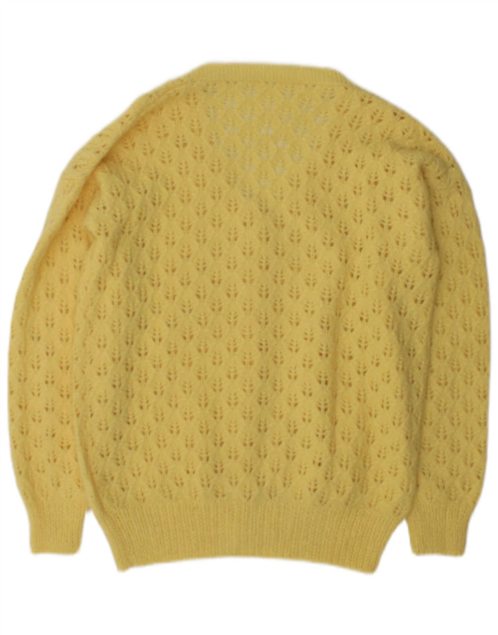 Vintage mujer Cardigan suéter Reino Unido 12 amarillo medio
