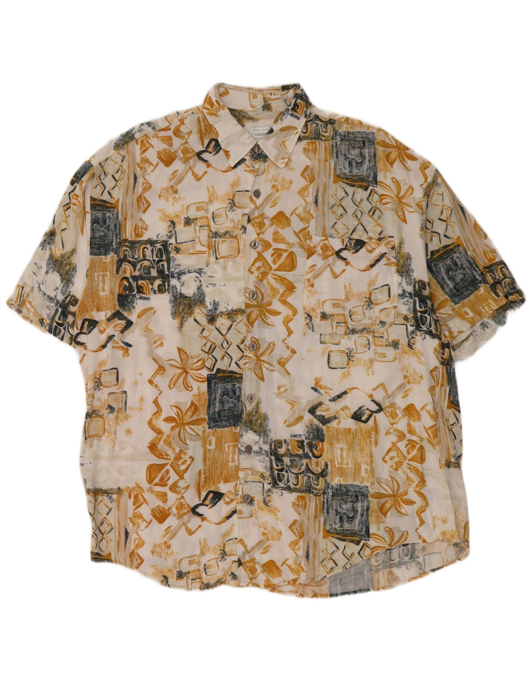 Canda Camisa De Manga Corta Para Hombre De Viscosa Patchwork Multicolor Grande