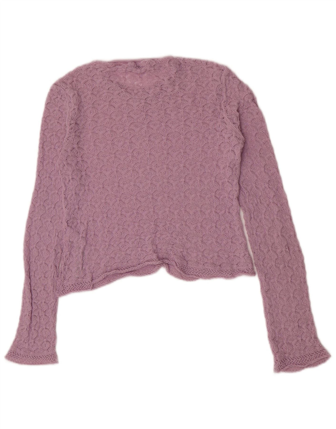 Zara Mujer Crop Top Manga Larga UK 10 Small Púrpura Poliamida