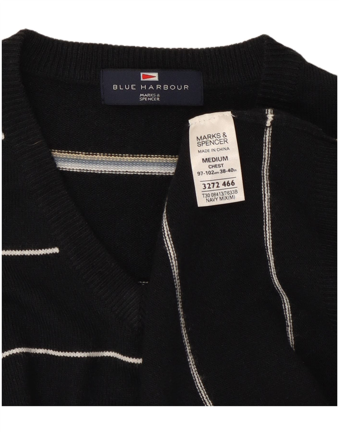 Marks & Spencer Suéter con Cuello en V Blue Harbor para Hombre Azul Marino Mediano