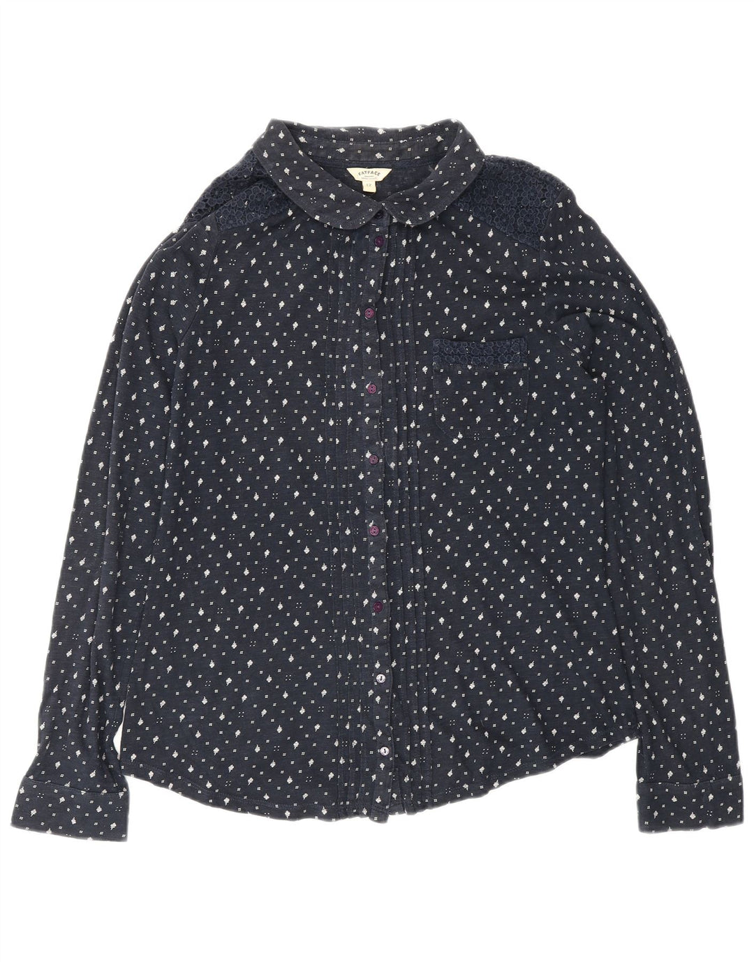 FAT FACE Blusa camisera para mujer UK 40 Mediana Azul marino Floral Algodón