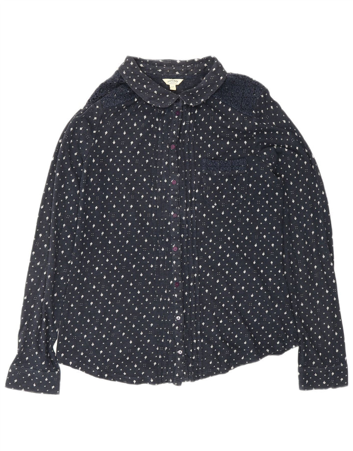 FAT FACE Blusa camisera para mujer UK 40 Mediana Azul marino Floral Algodón