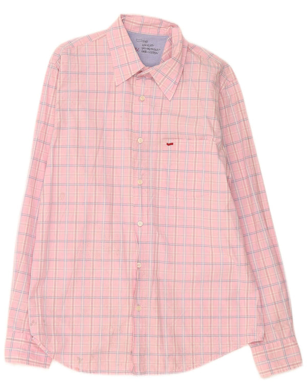 Camisa Gas Hombre Grande Cuadros Rosa Algodón