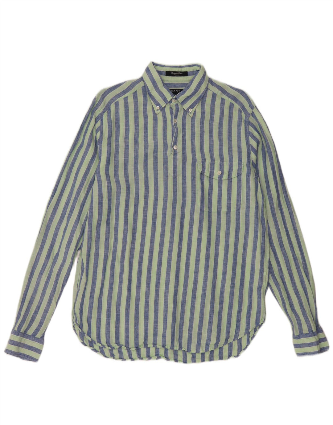 Camisa tipo jersey Gant de lino con rayas diplomáticas en verde medio