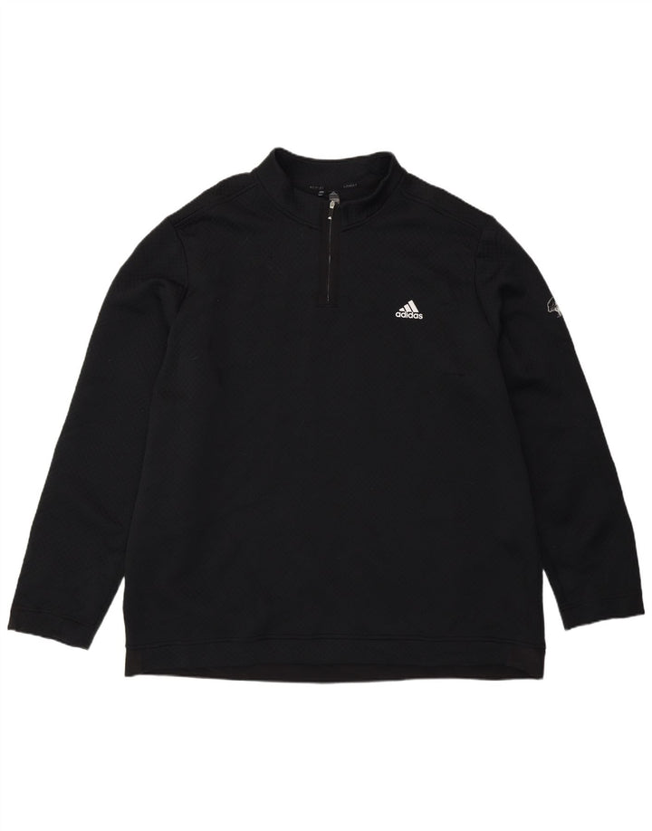 Adidas - Sudadera con cuello y cremallera para hombre, talla 2XL, poliéster negro