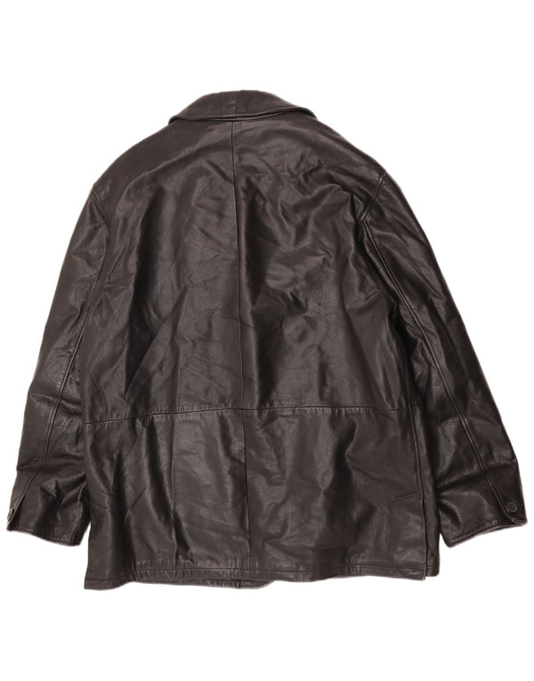 Chaqueta de cuero vintage para hombre IT 52 XL cuero negro